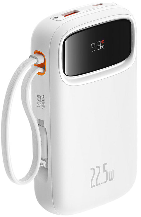 Externá batéria Baseus Qpow2, 10000mAh, 22.5W, QC + PD, 1 x Lightning - 1 x USB-A - 2 x USB-C, Biela P10055003223-00