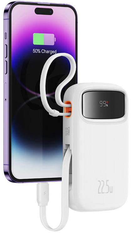 Externá batéria Baseus Qpow2, 10000mAh, 22.5W, QC + PD, 1 x Lightning - 1 x USB-A - 2 x USB-C, Biela P10055003223-00