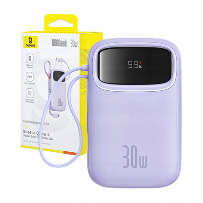 External Battery Baseus Qpow2, 10000mAh, 30W, QC + PD, 1 x USB-A - 3 x USB-C, Purple P10055008513-00