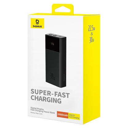 Externá batéria Baseus Star Lord, 20000mAh, 30W, QC + PD, 1 x USB-C - 2 x USB-A, Čierna P10022904113-00