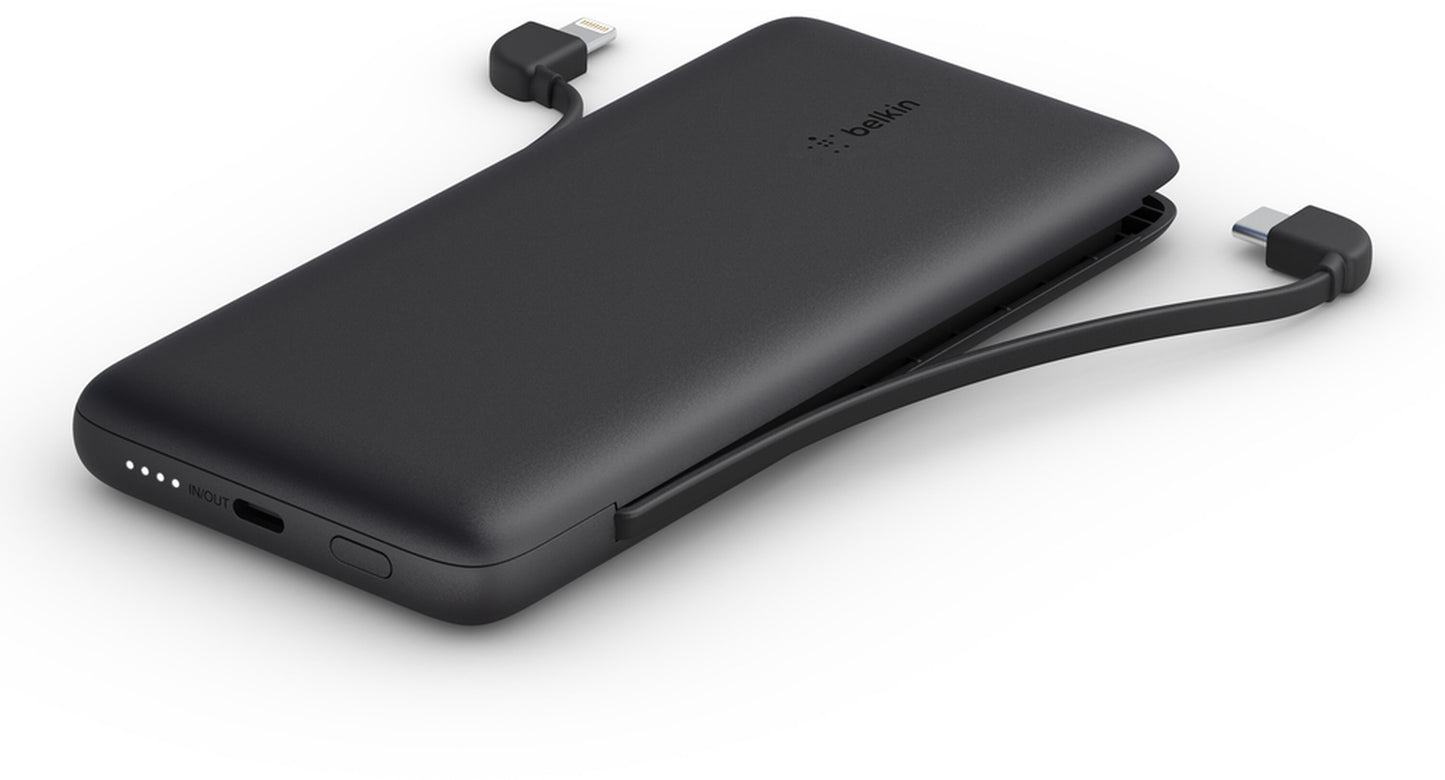 Externá batéria Belkin BoostCharge Plus, 10000mAh, 23W, QC + PD, 1 x Lightning - 2 x USB-C, čierna BPB006btBLK