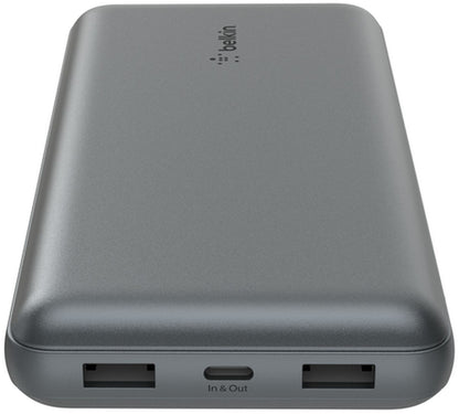 Externá batéria Belkin BoostCharge Pro, 20000mAh, 15W, 1 x USB-C - 2 x USB-A, Sivá BPB012btGY