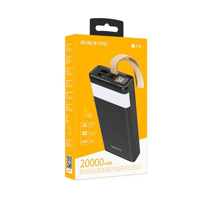 Borofone BJ18 Coolmy External Battery, 20000mAh, 10W, 2 x USB-A, Black