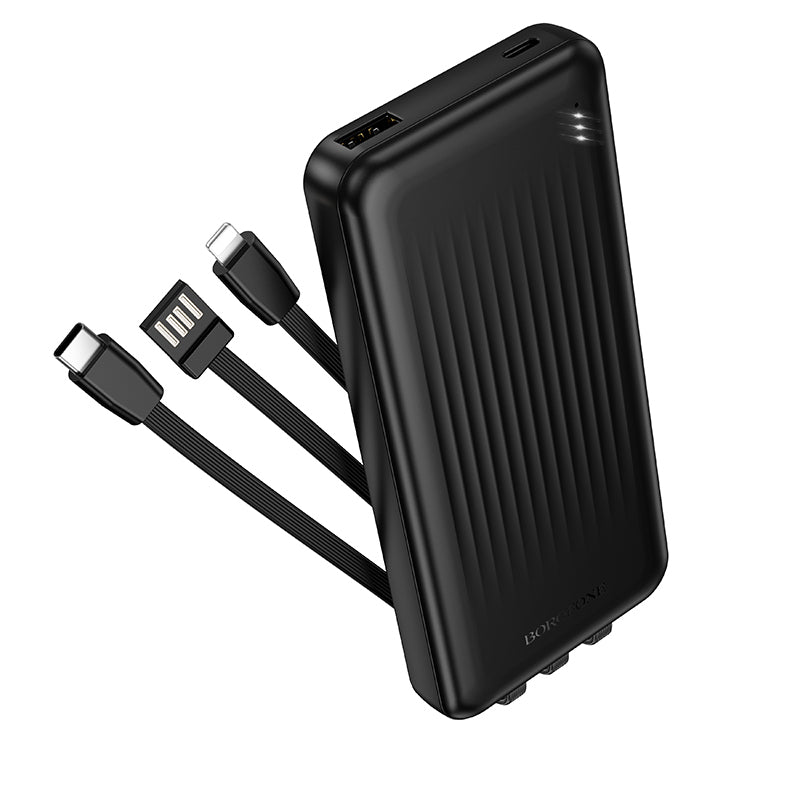 Externá batéria Borofone BJ79 Clever, 10000mAh, 10W, 1 x Lightning - 1 x USB-A - 1 x USB-C, Čierna