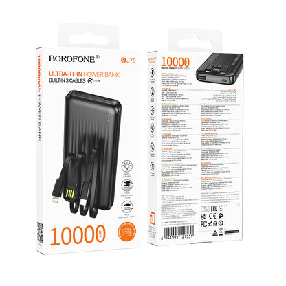 Externá batéria Borofone BJ79 Clever, 10000mAh, 10W, 1 x Lightning - 1 x USB-A - 1 x USB-C, Čierna