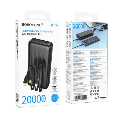 Externá batéria Borofone BJ79 Clever, 20000mAh, 10W, 1 x Lightning - 1 x USB-A - 1 x USB-C, Čierna