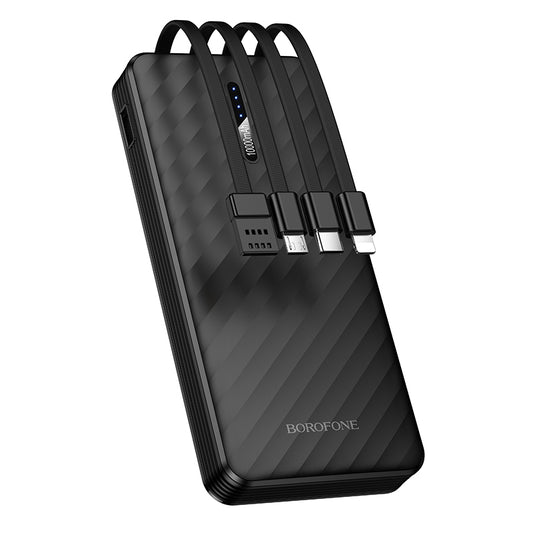Externá batéria Borofone BJ84 Smooth, 10000mAh, 10W, 1 x Lightning - 1 x microUSB - 1 x USB-A - 1 x USB-C, čierna