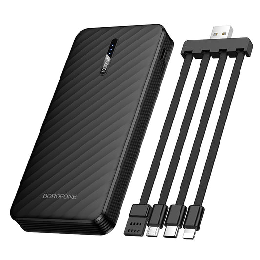 Externá batéria Borofone BJ84 Smooth, 10000mAh, 10W, 1 x Lightning - 1 x microUSB - 1 x USB-A - 1 x USB-C, čierna