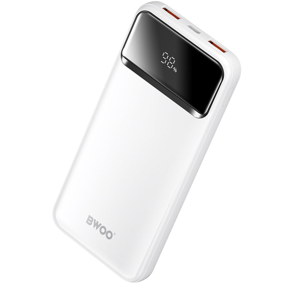 Externá batéria BWOO BO-P34, 10000mAh, 22,5W, QC + PD, 1 x USB-C - 2 x USB-A, biela