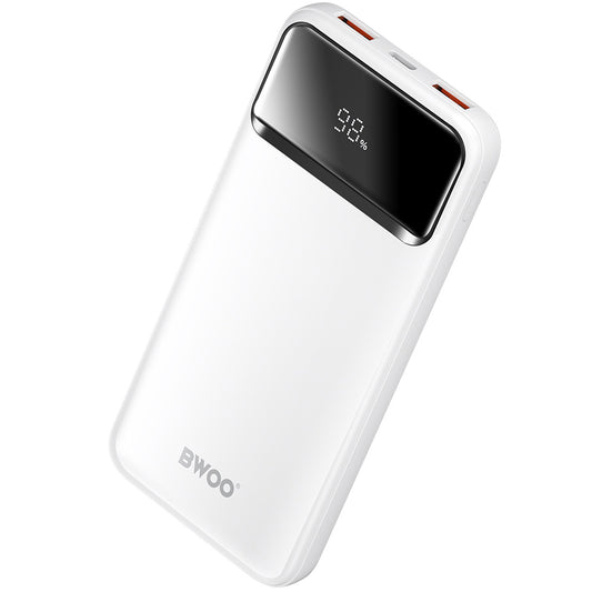 Externá batéria BWOO BO-P34, 10000mAh, 22,5W, QC + PD, 1 x USB-C - 2 x USB-A, biela