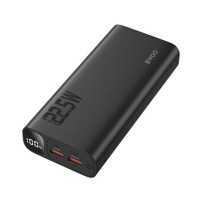 Externá batéria BWOO BO-P44, 20000mAh, 22.5W, QC + PD, 1 x USB-C - 2 x USB-A, Čierna