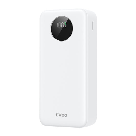 Externá batéria BWOO BO-P64, 30000mAh, 22.5W, QC + PD, 1 x USB-C - 2 x USB-A, Biela