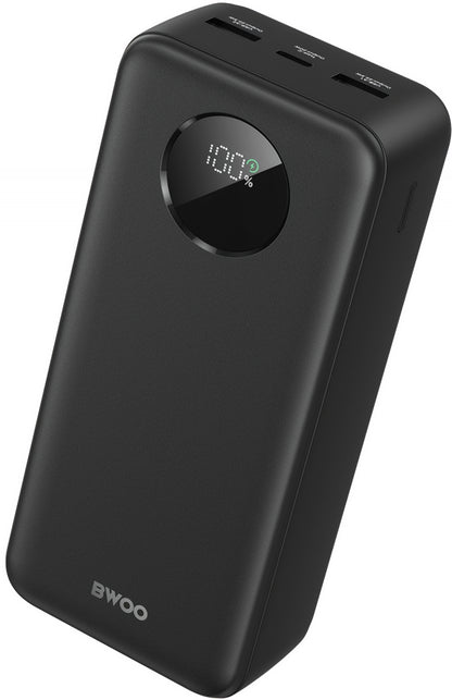 Externá batéria BWOO BO-P64, 30000mAh, 22.5W, QC + PD, 1 x USB-C - 2 x USB-A, Čierna