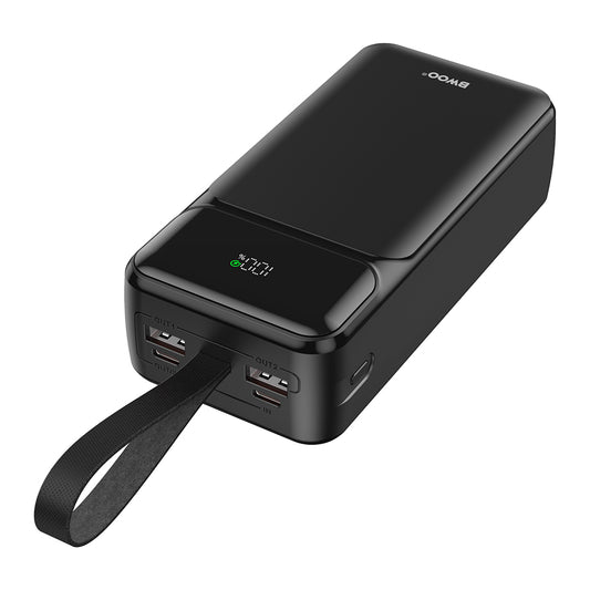 Externá batéria BWOO BO-P66, 30000mAh, 65W, QC + PD, 1 x USB-C - 2 x USB-A, Čierna