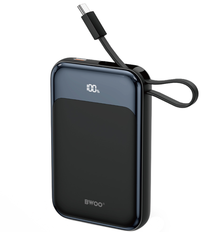 Bezdrôtová externá batéria BWOO BO-P80, 10000mAh, 22,5W, PD + FQI, 1 x QI - 2 x USB-C, čierna