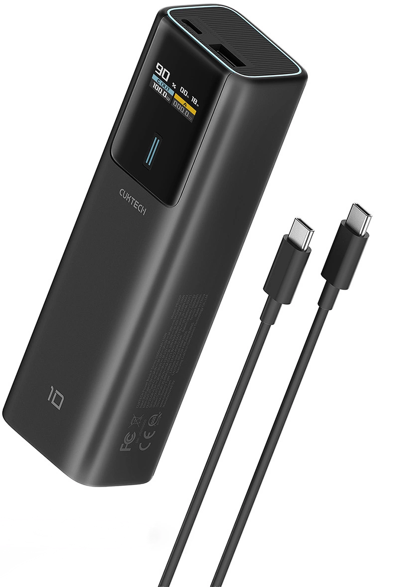 Externá batéria Cuktech, 10000mAh, 150W, QC + PD, 1 x USB-A - 1 x USB-C, Čierna CKPB100PGLBL
