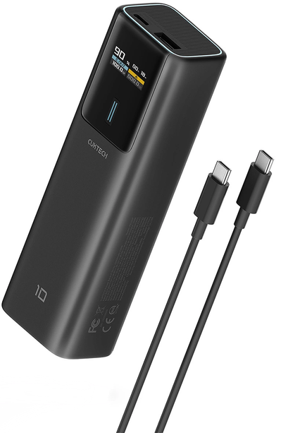 Externá batéria Cuktech, 10000mAh, 150W, QC + PD, 1 x USB-A - 1 x USB-C, Čierna CKPB100PGLBL