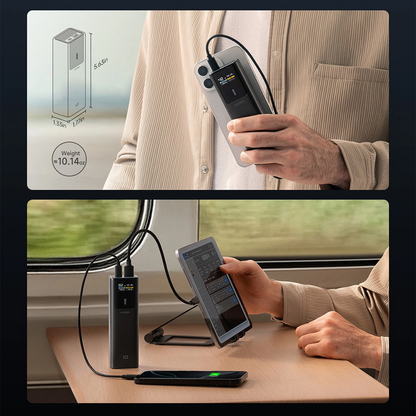 Externá batéria Cuktech, 10000mAh, 150W, QC + PD, 1 x USB-A - 1 x USB-C, Čierna CKPB100PGLBL