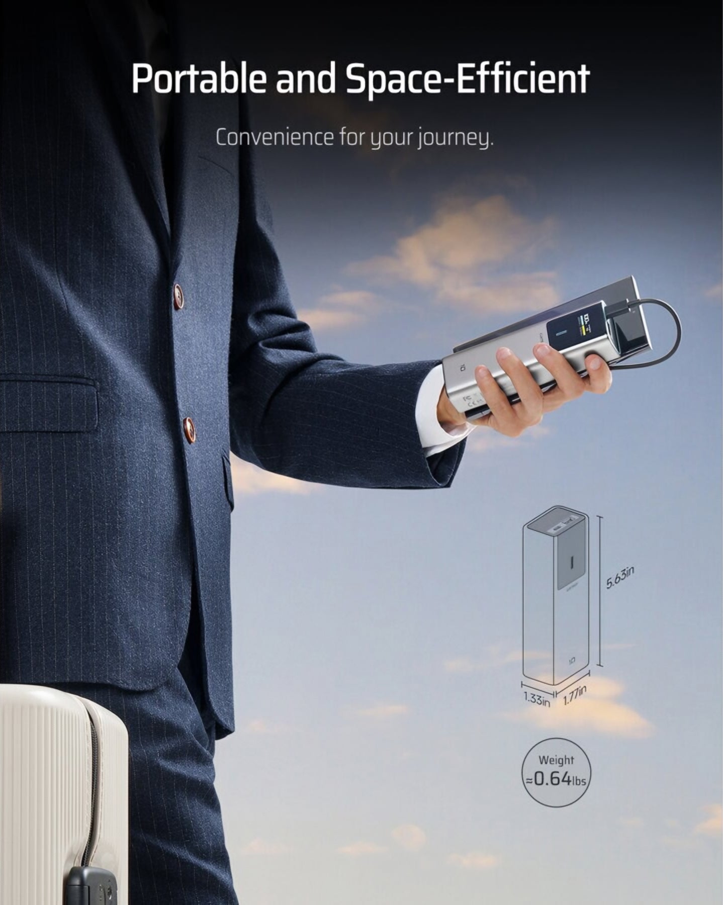 Externá batéria Cuktech, 10000mAh, 150W, QC + PD, 1 x USB-A - 1 x USB-C, Sivá CKPB100PGLBK