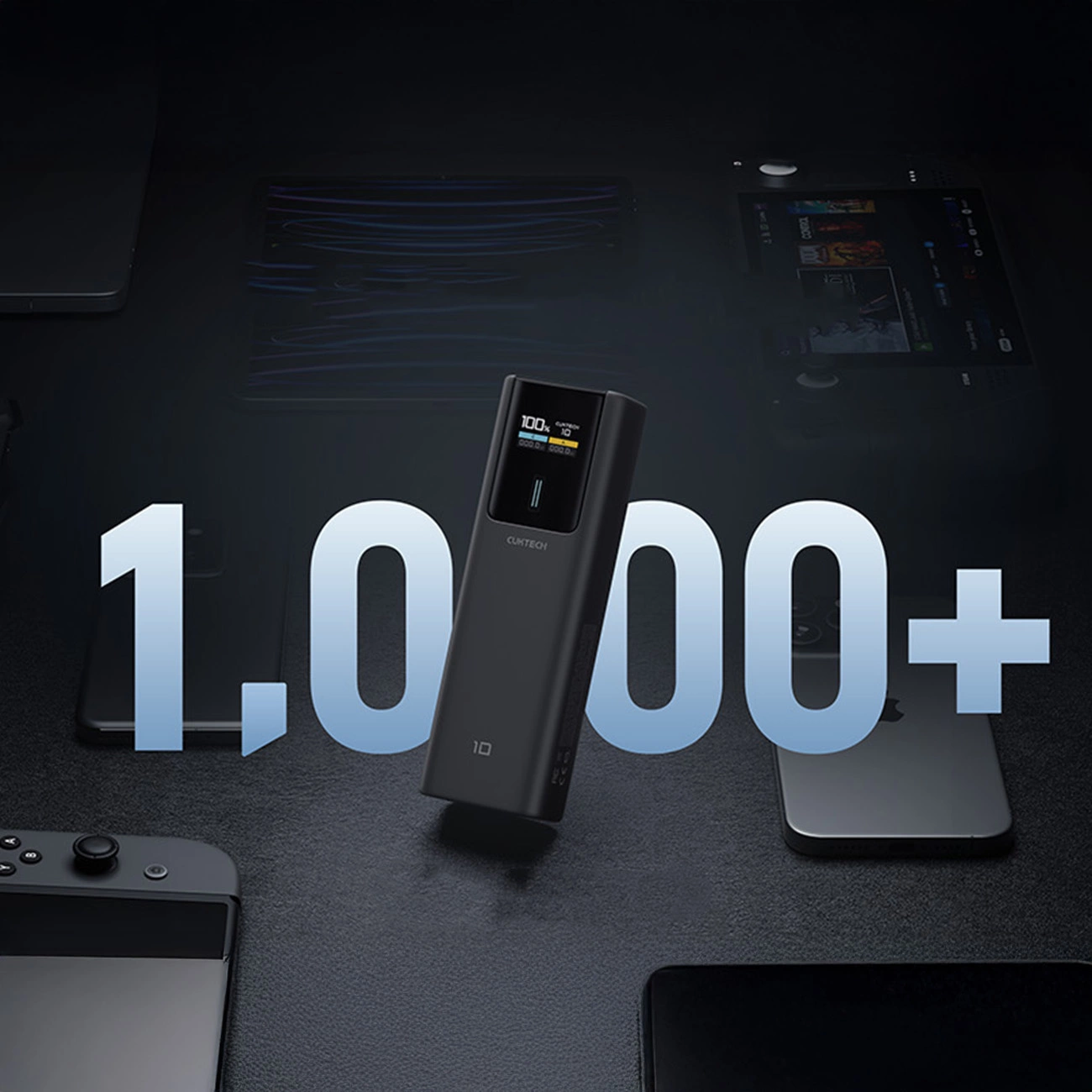 Externá batéria Cuktech, 10000mAh, 150W, QC + PD, 1 x USB-A - 1 x USB-C, Čierna CKPB100PGLBL