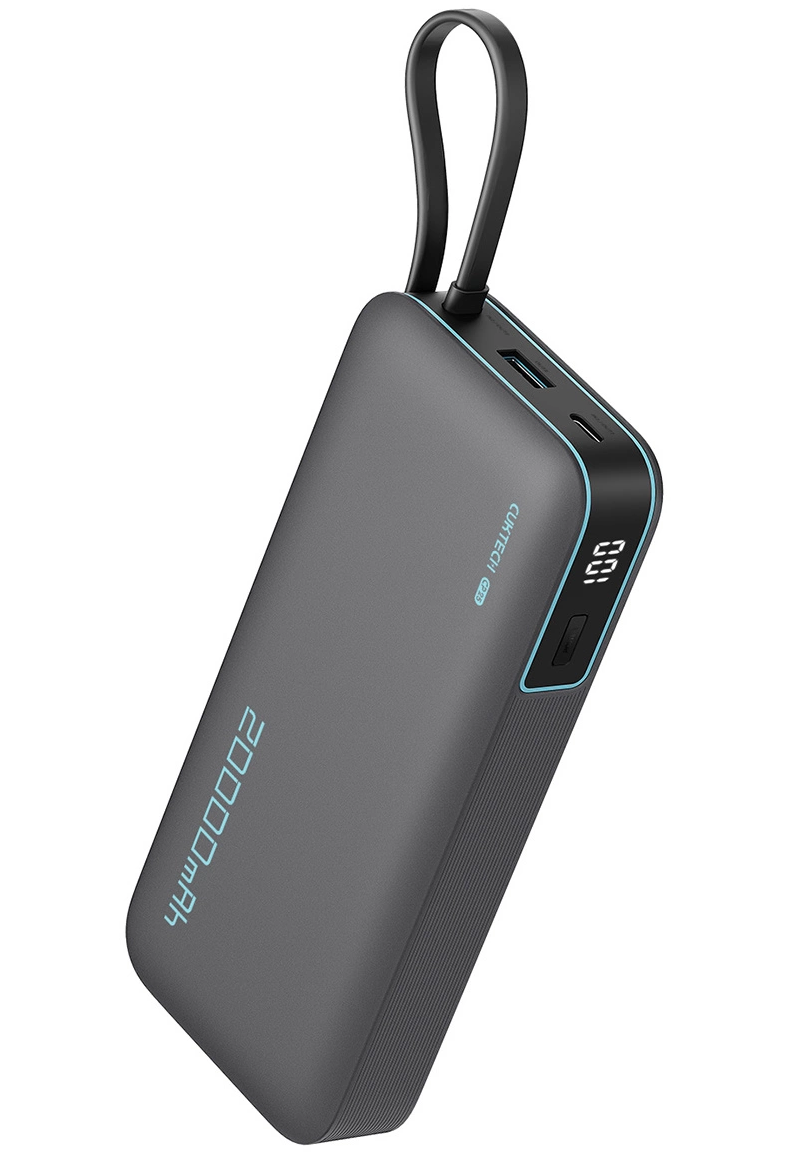 Externá batéria Cuktech, 20000mAh, 55W, QC + PD, 1 x USB-A - 2 x USB-C, Sivá CUKP200NGLDG