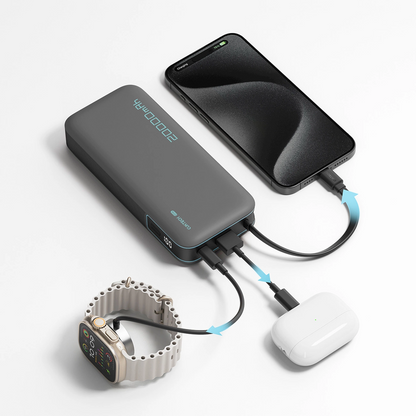 Externá batéria Cuktech, 20000mAh, 55W, QC + PD, 1 x USB-A - 2 x USB-C, Sivá CUKP200NGLDG