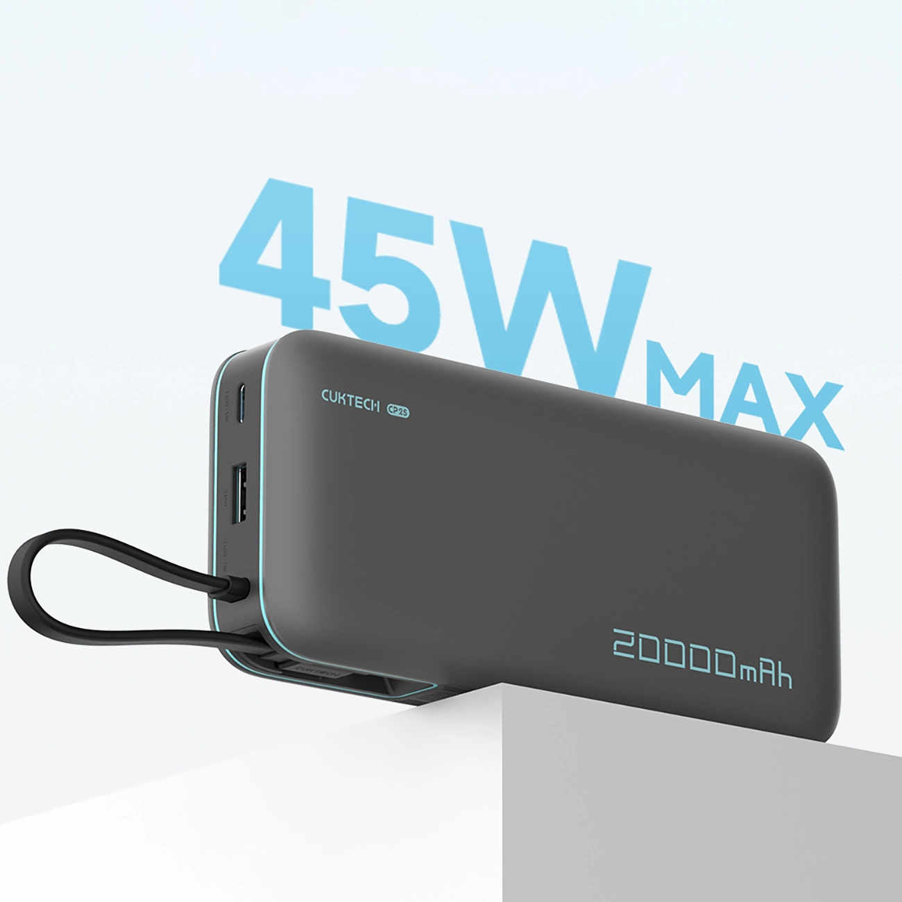 Externá batéria Cuktech, 20000mAh, 55W, QC + PD, 1 x USB-A - 2 x USB-C, Sivá CUKP200NGLDG