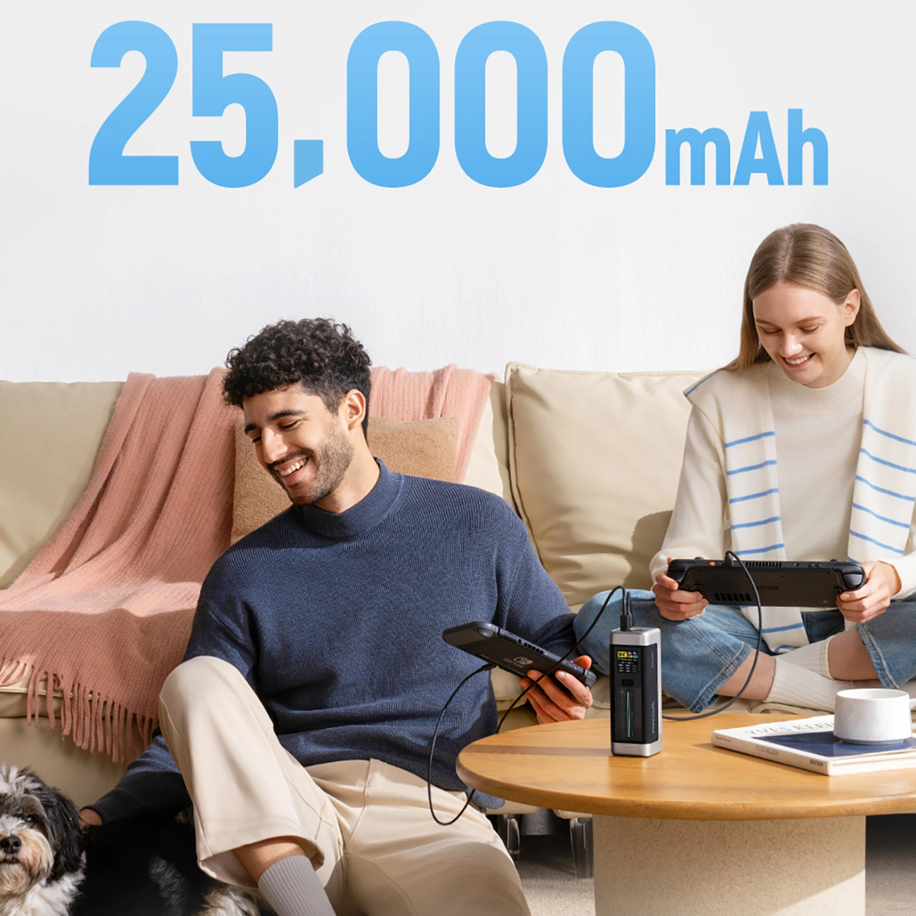 Externá batéria Cuktech, 25000mAh, 210W, QC + PD, 1 x USB-A - 2 x USB-C, Čierna CUK00P23GLBK