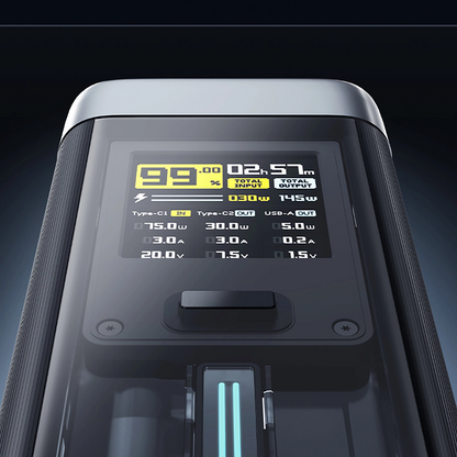 Externá batéria Cuktech, 25000mAh, 210W, QC + PD, 1 x USB-A - 2 x USB-C, Čierna CUK00P23GLBK