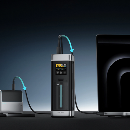 Externá batéria Cuktech, 25000mAh, 210W, QC + PD, 1 x USB-A - 2 x USB-C, Čierna CUK00P23GLBK