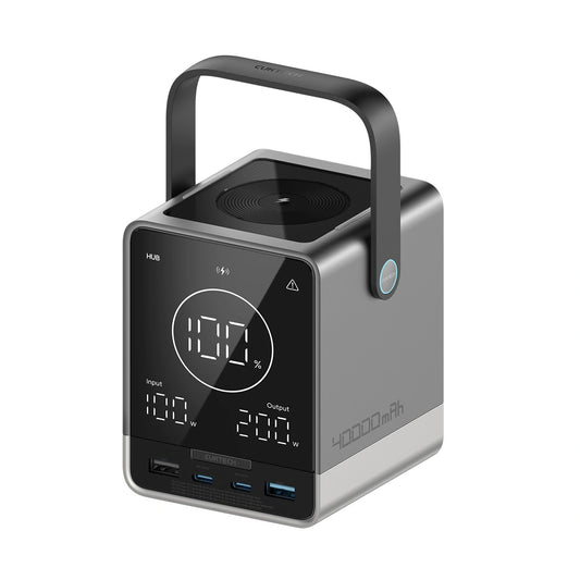 Externá batéria Cuktech, 40000mAh, 300W, QC + PD + FQI, 1 x QI - 2 x USB-A - 2 x USB-C, Čierna