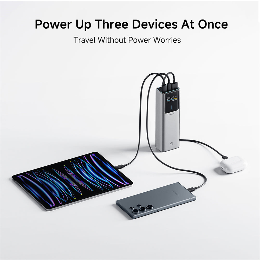 Externá batéria Cuktech PB150P, 15000mAh, 120W, QC + PD, 1 x USB-A - 2 x USB-C, Sivá CKPB150POSGR