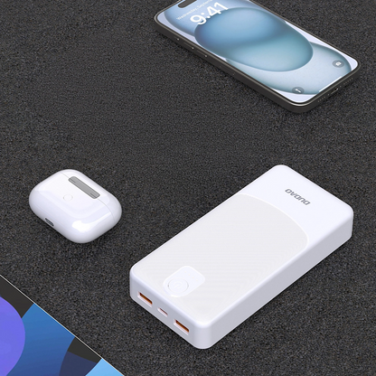 Externá batéria Dudao K10Pro, 20000mAh, 12W, 2 x USB-A, Biela