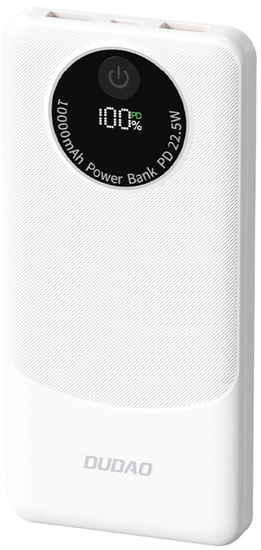 Externá batéria Dudao K12, 10000mAh, 22.5W, QC + PD, 1 x USB-C - 2 x USB-A, Biela