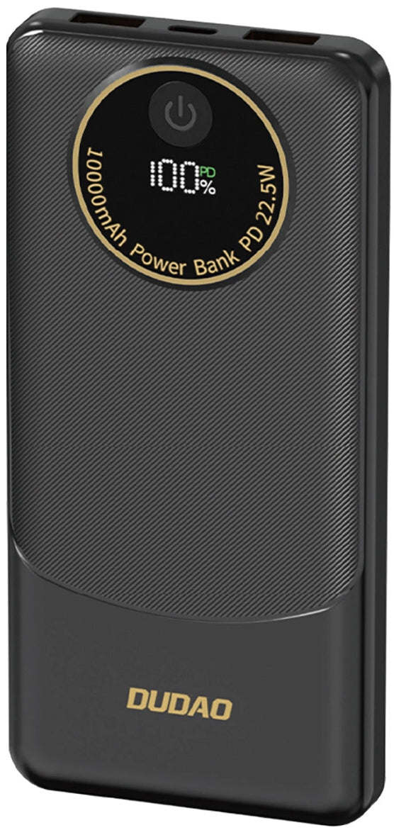 Externá batéria Dudao K12, 10000mAh, 22.5W, QC + PD, 1 x USB-C - 2 x USB-A, Čierna