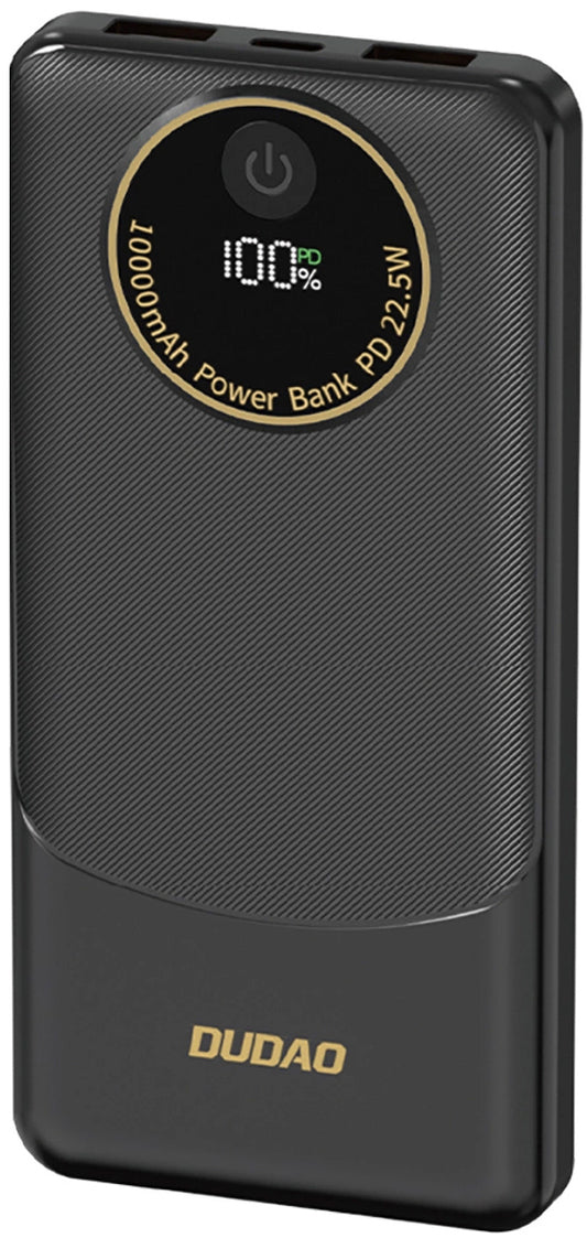 Externá batéria Dudao K12, 10000mAh, 22.5W, QC + PD, 1 x USB-C - 2 x USB-A, Čierna