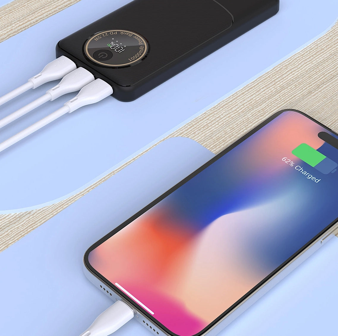 Externá batéria Dudao K12Pro, 20000mAh, 22.5W, QC + PD, 1 x USB-C - 2 x USB-A, Čierna