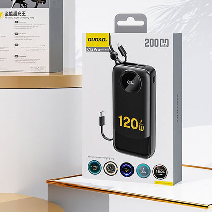 Externá batéria Dudao K13, 10000mAh, 22.5W, QC + PD, 1 x Lightning - 1 x USB-A - 2 x USB-C, Čierna