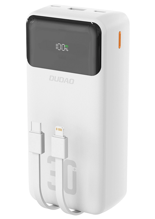 Externá batéria Dudao K15MAX, 30000mAh, 22,5W, QC + PD, 1 x USB-A - 2 x Lightning - 2 x USB-C, biela