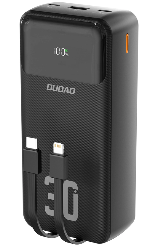 Externá batéria Dudao K15MAX, 30000mAh, 22,5W, QC + PD, 1 x USB-A - 2 x Lightning - 2 x USB-C, čierna