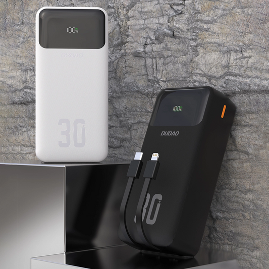 Externá batéria Dudao K15MAX, 30000mAh, 22,5W, QC + PD, 1 x USB-A - 2 x Lightning - 2 x USB-C, čierna