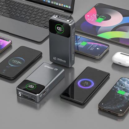 Externá batéria Dudao K31 Pro, 20000mAh, 45W, QC + PD, 1 x USB-A - 2 x USB-C, Sivá