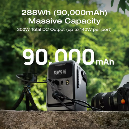 EcoFlow Trail 300 External Battery, 90000mAh, 300W, PD, 1 x Cigarette Lighter Extension - 2 x USB-A - 2 x USB-C, Black EF-TRAIL300-N