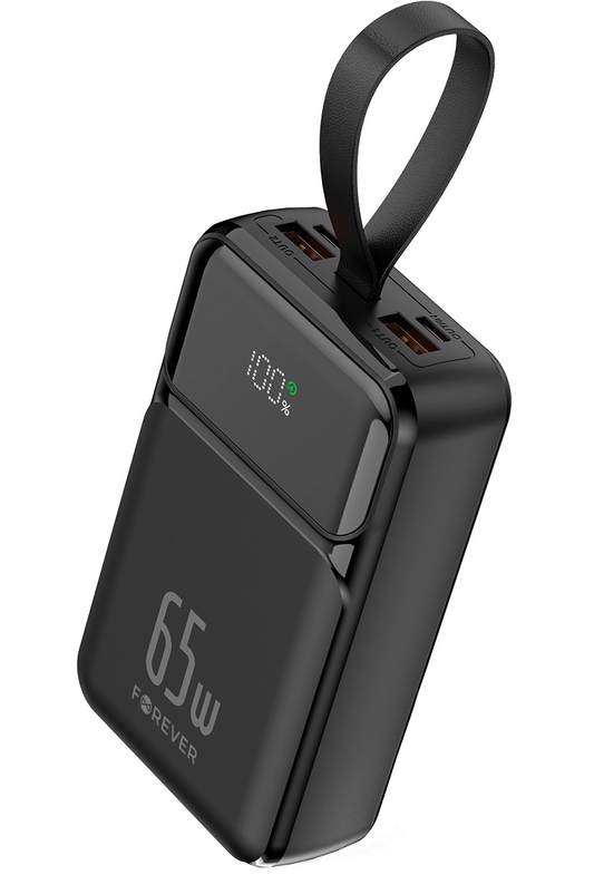 Externá batéria Forever TB-400, 20000mAh, 65W, QC + PD, 2 x USB-A - 2 x USB-C, čierna