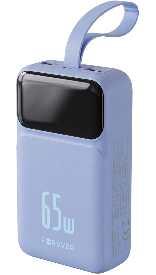 Externá batéria Forever Vibe-TB65, 20000mAh, 65W, QC + PD, 2 x USB-A - 2 x USB-C, modrá