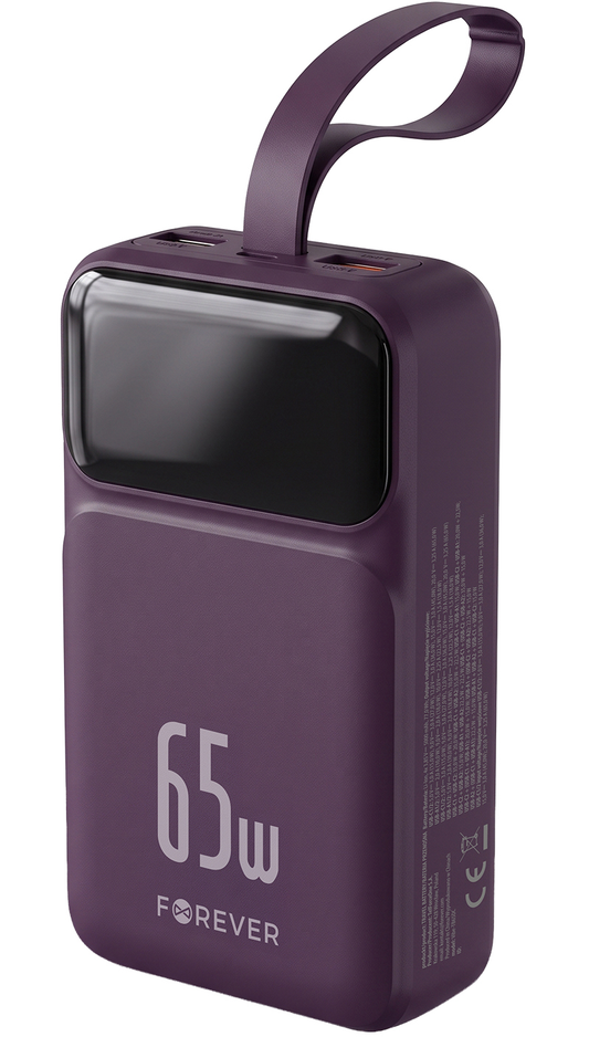 Externá batéria Forever Vibe-TB65, 20000mAh, 65W, QC + PD, 2 x USB-A - 2 x USB-C, vínová