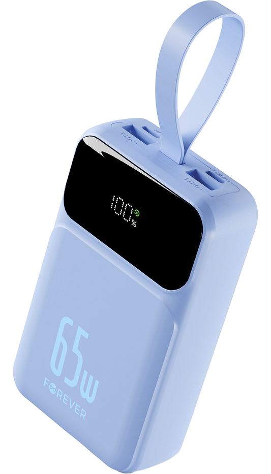 Externá batéria Forever Vibe-TB65, 20000mAh, 65W, QC + PD, 2 x USB-A - 2 x USB-C, modrá