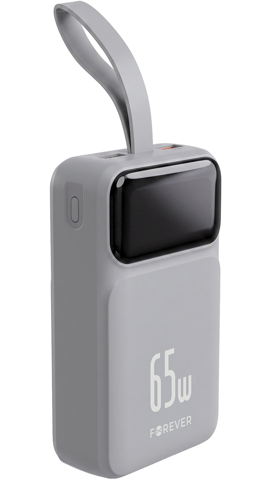Externá batéria Forever Vibe-TB65, 20000mAh, 65W, QC + PD, 2 x USB-A - 2 x USB-C, Sivá