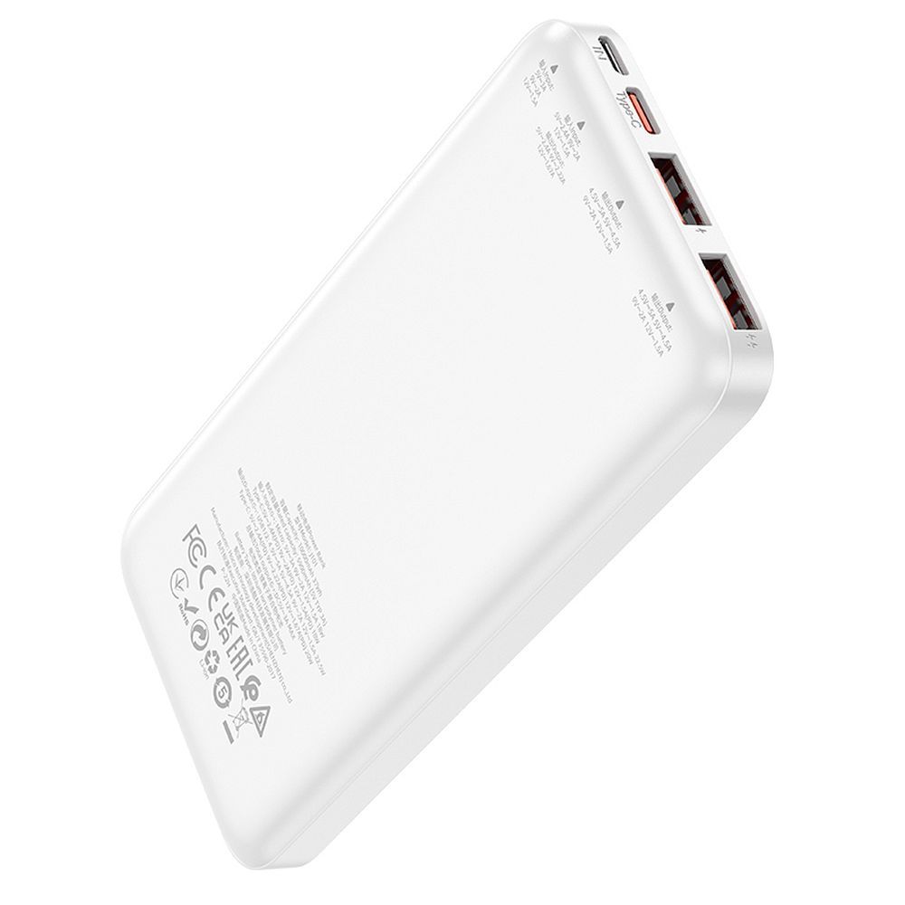 Externá batéria HOCO J101, 10000mAh, 22.5W, QC + PD, 1 x USB-C - 2 x USB-A, Biela