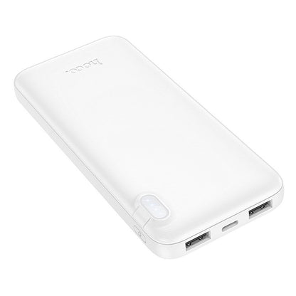 HOCO J128 External Battery, 10000mAh, 10W, 2 x USB-A, White
